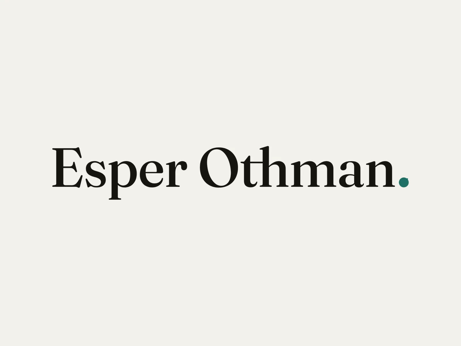 The full signature — the wordmark in ink on paper, the drawn ink-drop period seated at the end of the line.