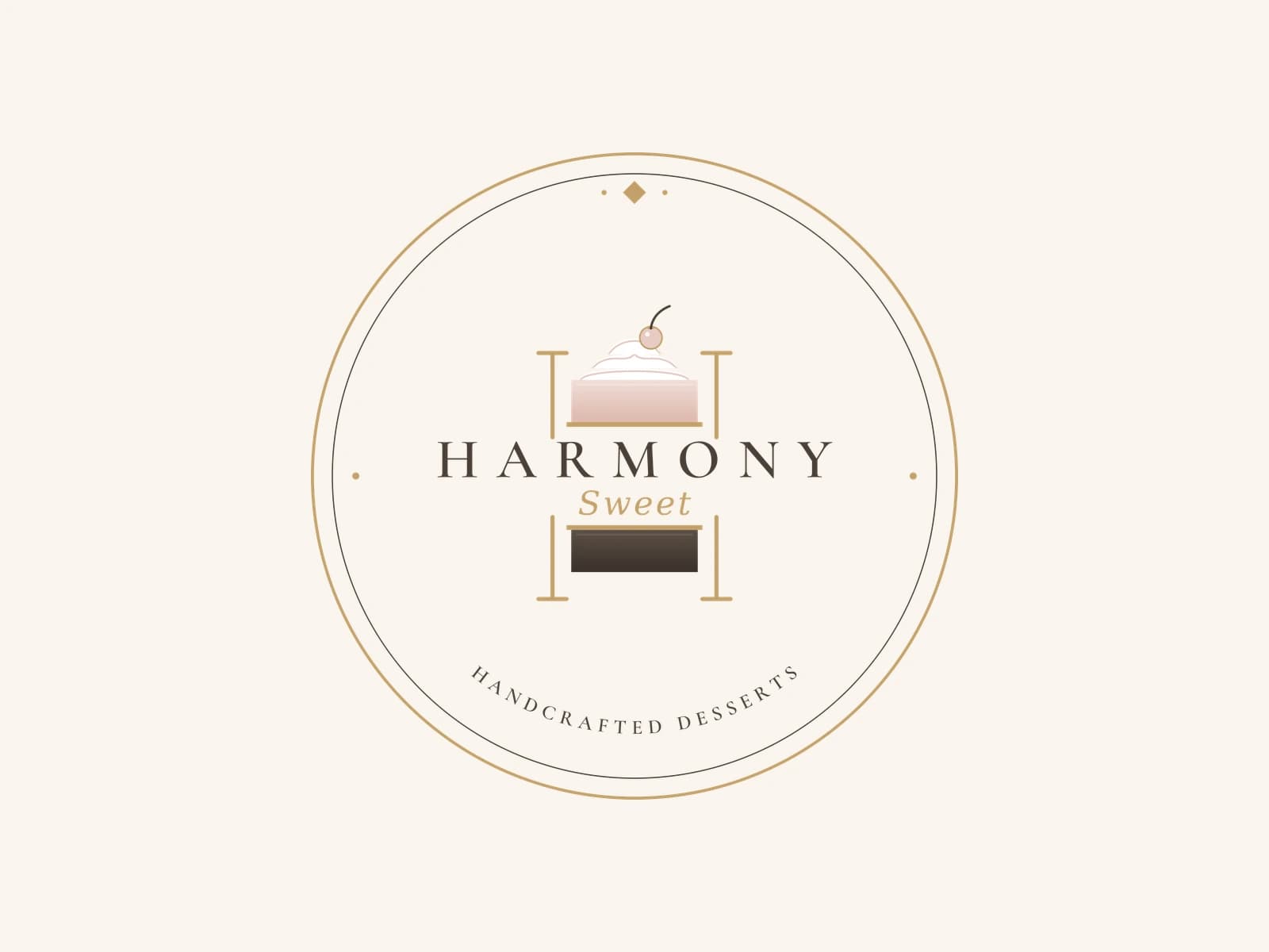 The Harmony Sweet seal — the mark the whole identity is built around.